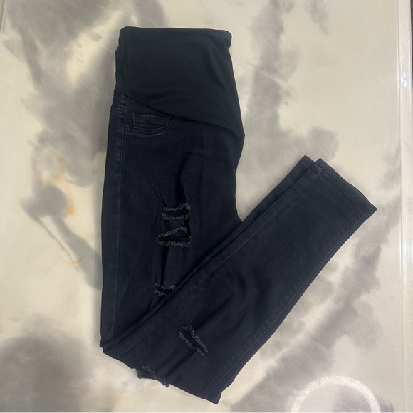 Women's Maternity Black Distressed Jeans | Brand New | Size Large - Picture 1 of 6